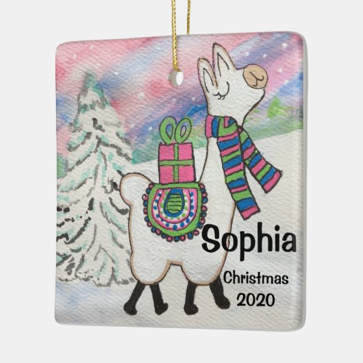 FA La Llama Cute Whimsical Ceramic Ornament (Links)