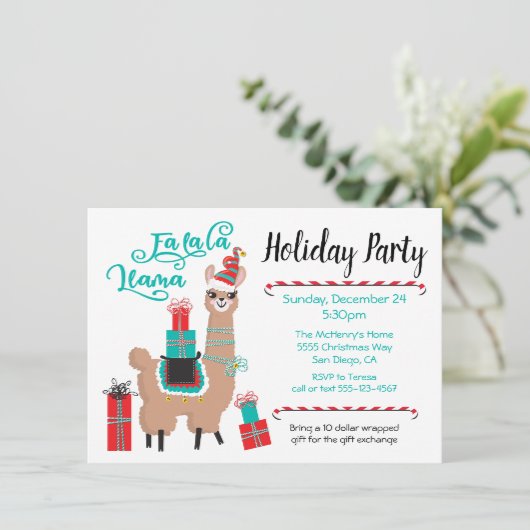 Fa la Llama Feierlichkeiten Einladung (Stehend Vorderseite)