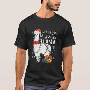 Fa La Llama Funny Alpaca mit Fairy Lights und Hut T-Shirt