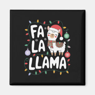 Fa La Llama Funny Christmas Lights Holiday Llama Magnet