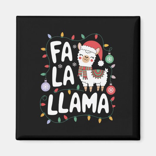Fa La Llama Funny Christmas Lights Holiday Llama Magnet (Vorne)