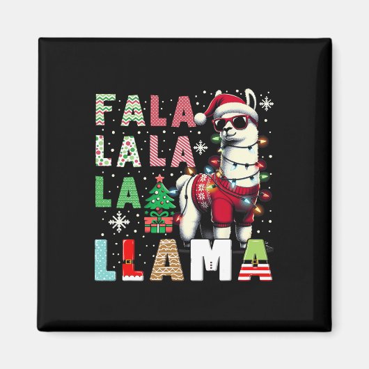 Fa La Llama Funny Llama Christmas Animal Lover Magnet (Vorne)