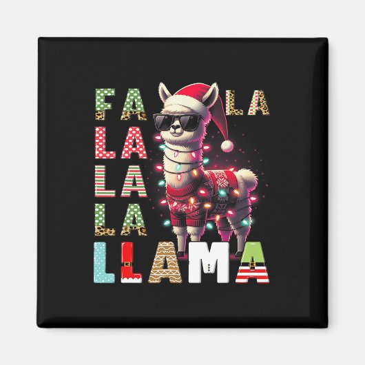 Fa La Llama Funny Llama Christmas Animal Lover Magnet (Vorne)