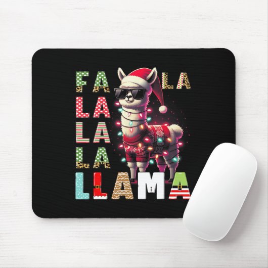 Fa La Llama Funny Llama Christmas Animal Lover Mousepad (Mit Mouse)
