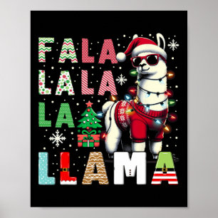 Fa La Llama Funny Llama Christmas Animal Lover Poster