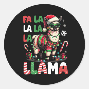 Fa La Llama Funny Llama Christmas Animal Lover Runder Aufkleber