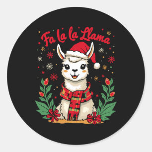 Fa La Llama Funny Llama Weihnachten Alpaca Runder Aufkleber