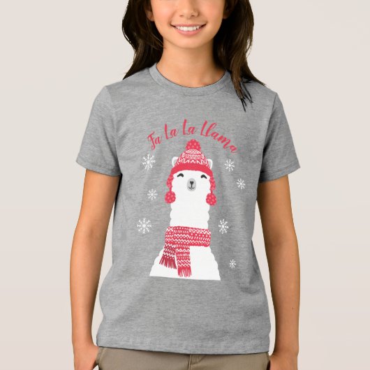 Fa La Llama | Gemütlicher warmer Winter Llama Weih Tri-Blend Shirt (Vorderseite)