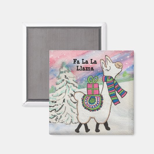 Fa La Llama Happy Funny Weihnachten Magnet (Vorderseite/Rückseite)