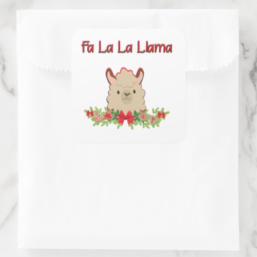 Fa La Llama Quadratischer Aufkleber (Tasche)