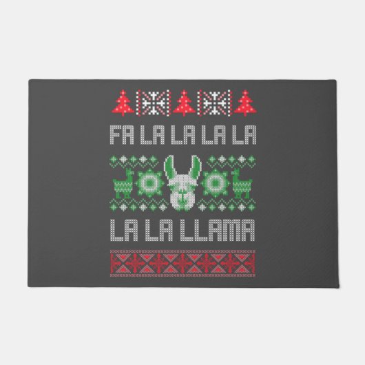 Fa La Llama Shirt - Ugly Christmas Sweater Llam Fußmatte (Vorderseite)