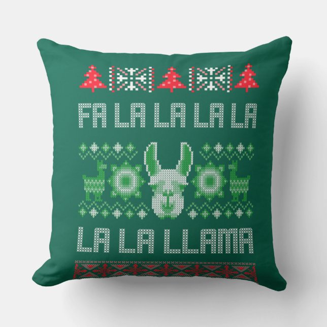 Fa La Llama Shirt - Ugly Christmas Sweater Llam Kissen (Vorderseite)