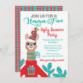 Fa la Llama Ugly Christmas Sweater Party Einladung (Vorne/Hinten)