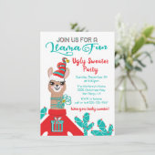 Fa la Llama Ugly Christmas Sweater Party Einladung (Stehend Vorderseite)