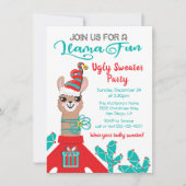 Fa la Llama Ugly Christmas Sweater Party Einladung (Vorderseite)