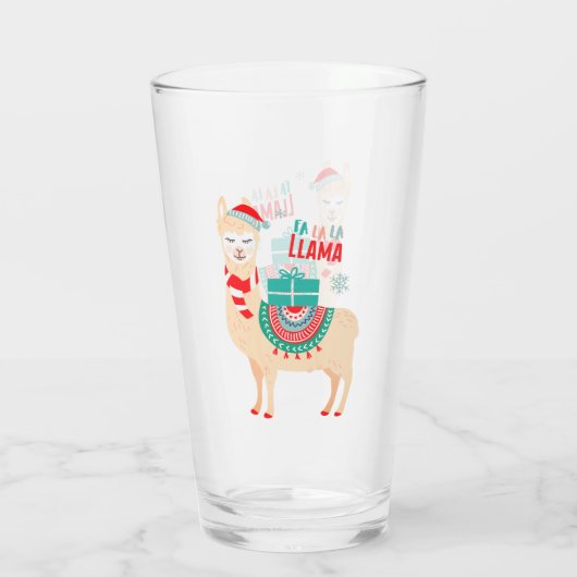 Fa La Llama | Weihnachten Glas (Rückseite)