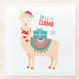 Fa La Llama | Weihnachten Glasuntersetzer