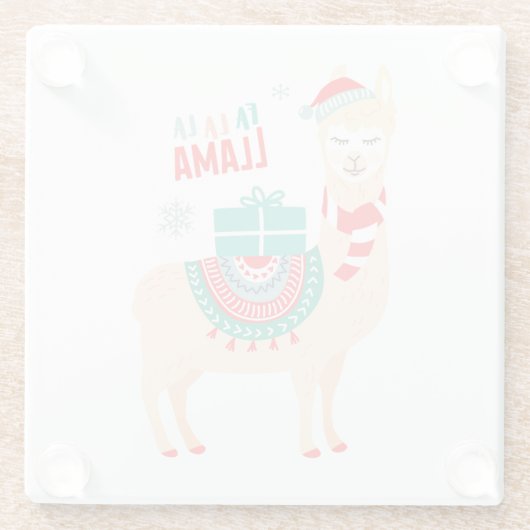 Fa La Llama | Weihnachten Glasuntersetzer (Rückseite)