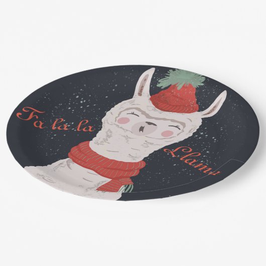 Fa la Llama Weihnachten Pappteller (Schrägansicht)