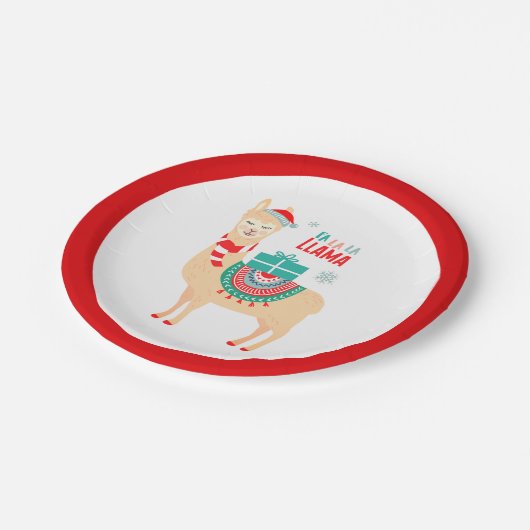 Fa La Llama | Weihnachten Pappteller (Schrägansicht)
