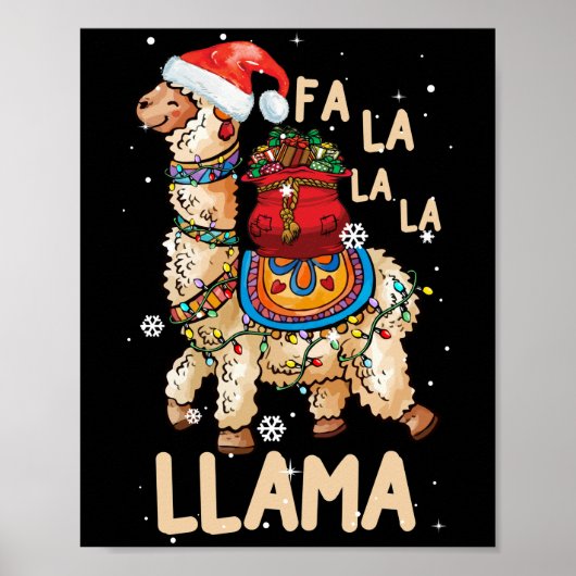 Fa La Llama Weihnachts-Shirt Weihnachtslama Poster (Vorne)