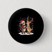 Fa La Llama Xmas Lights Sloth Riding Llama Chri Button (Vorderseite)