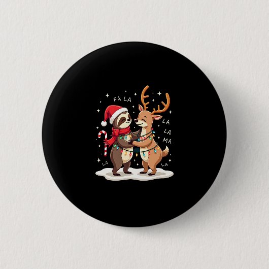 Fa La Llama Xmas Lights Sloth Riding Llama Chri Button (Vorderseite)