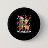 Fa La Llama Xmas Lights Sloth Riding Llama Chri Button (Vorderseite)
