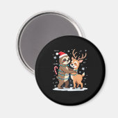 Fa La Llama Xmas Lights Sloth Riding Llama Chri Magnet (Vorderseite/Rückseite)