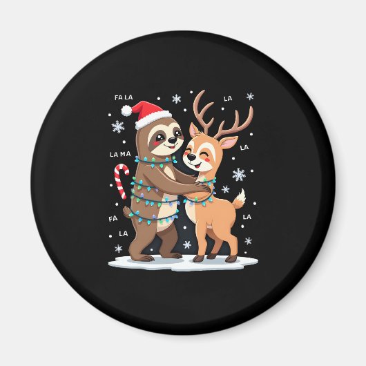 Fa La Llama Xmas Lights Sloth Riding Llama Chri Magnet (Vorne)