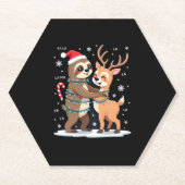 Fa La Llama Xmas Lights Sloth Riding Llama Chri Untersetzer (Vorderseite)