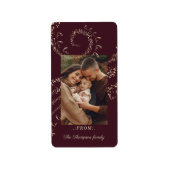 Fa La Magical Christmas Carol Foto Burgundy Adressaufkleber (Vorne)