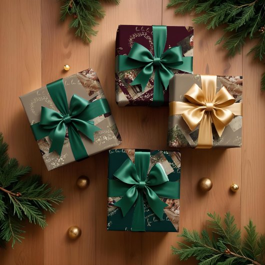 Fa La Magical Gold Weihnachtsfoto Collage Geschenkpapier Set