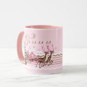 Fa La Merry Pink Christmas Santa Seligh Rentier Tasse (Vorderseite Links)