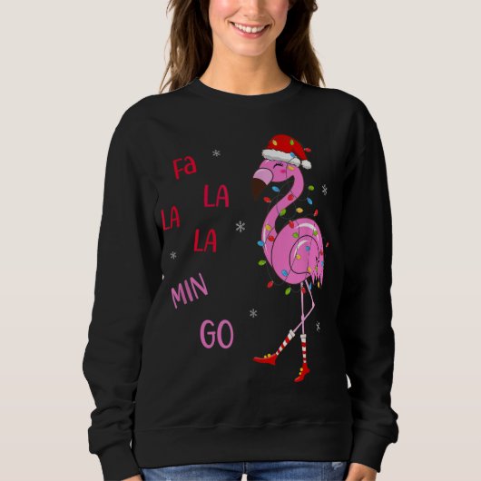 Fa La Mingo Christmas Flamingo Tree Lights Sant Sweatshirt (Vorderseite)