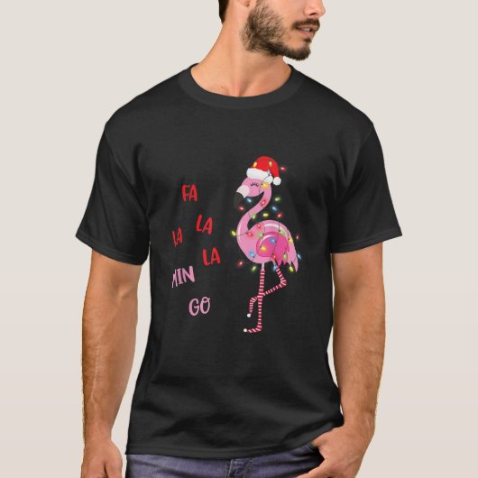Fa La Mingo Christmas Flamingo Tree Lights Sant T-Shirt (Vorderseite)