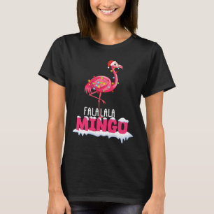 Fa La Mingo Flamingo Weihnachten Niedlich Red Hat  T-Shirt