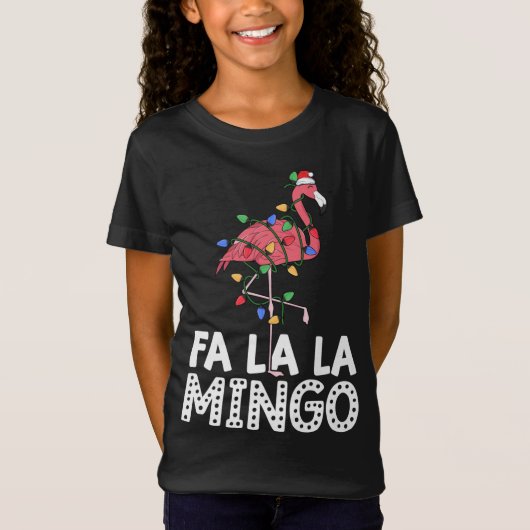 Fa La Mingo Flamingo Weihnachtsbaum Lichter Trop T-Shirt (Vorderseite)