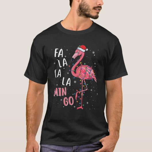 Fa La Mingo Flamingo Weihnachtsbaum Tropischer Xm T-Shirt (Vorderseite)