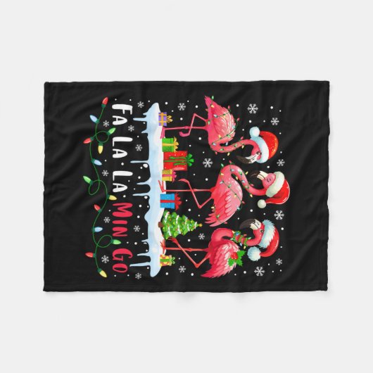 Fa La Mingo Flamingo Weihnachtsfeier Tropical Xmas Fleecedecke (Vorderseite (Horizontal))