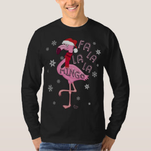 Fa La Mingo Funny Pink Flamingo in Weihnachtsmannm T-Shirt