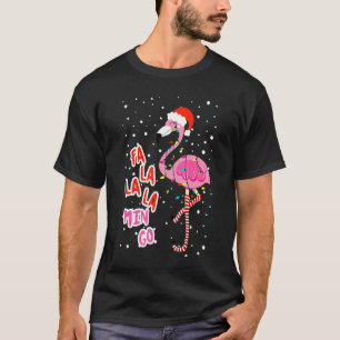 Fa La Mingo Niedlich Pink Flamingo Weihnachtsmannm T-Shirt