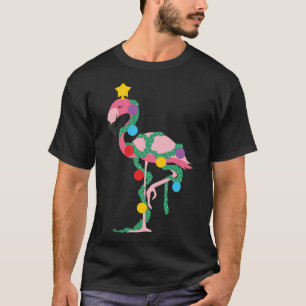 Fa La Mingo Pink Flamingo Weihnachtsbaum Lichter T-Shirt
