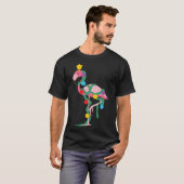 Fa La Mingo Pink Flamingo Weihnachtsbaum Lichter T-Shirt (Vorne ganz)