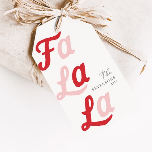 Fa La Modern Retro Rosa & Rot Karierte Weihnachten Geschenkanhänger