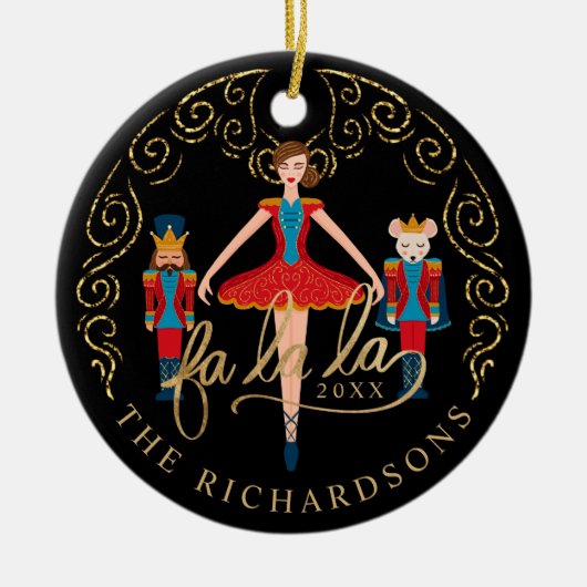 Fa La Nutcracker Ballet Weihnachtsfiguren Keramik Ornament (Vorne)