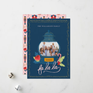 Fa La Nutcracker Weihnachtsfamilie Foto Snow Globe Feiertagskarte