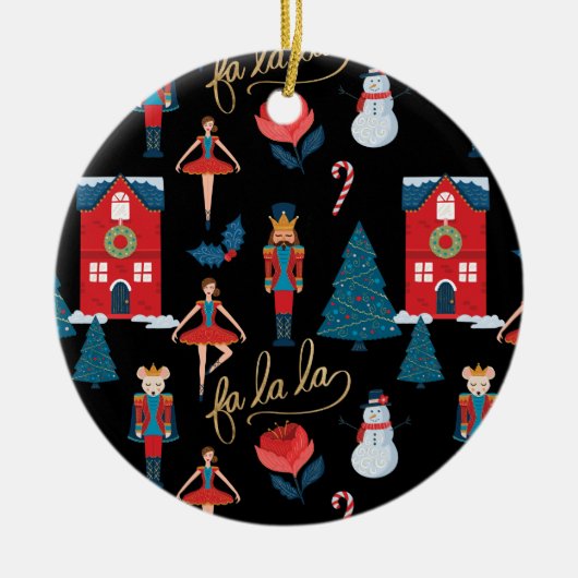 Fa La Nutcracker Weihnachtsgestalterfamilie Foto Keramik Ornament (Vorne)