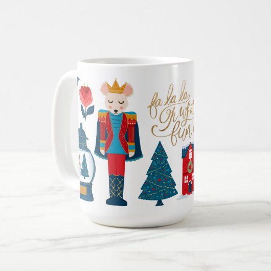 Fa La Oh What Fun Christmas Nutcracker Charaktere Kaffeetasse (Vorderseite Links)