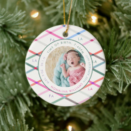 Fa La Pastel Muster Birth Stats Baby Christmas Keramik Ornament